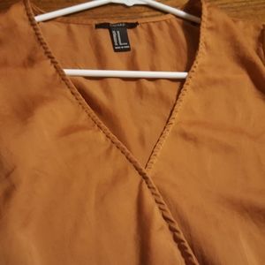 Burnt Orange Flared-Sleeve Blouse